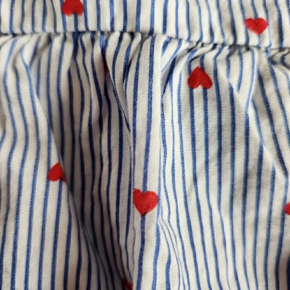 Carter's girls 4T blue white striped cotton red heart peplum top long sleeve